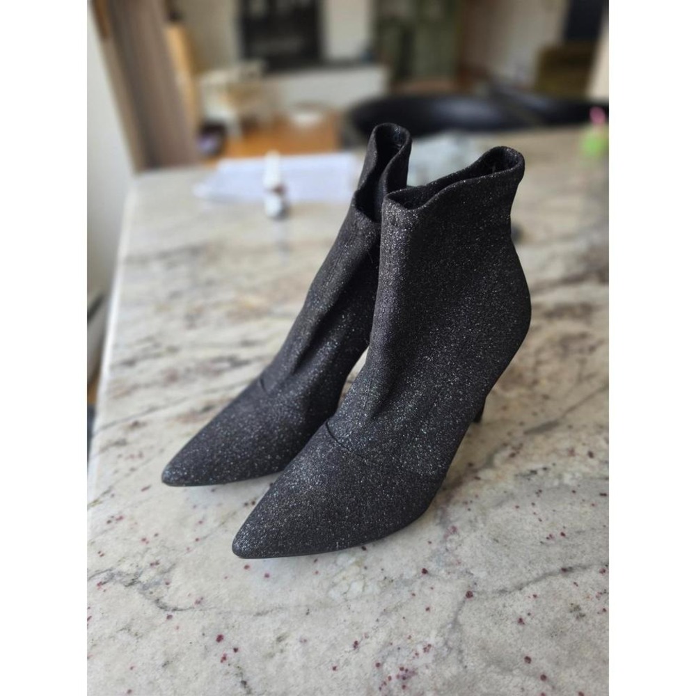 BRASH black and silver glitter stretch pull on Booties women's 11